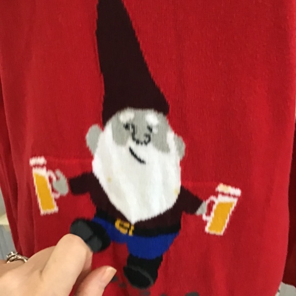 Mossimo Men Size SM Cotton Ugly Christmas Sweater Take Me Gnome Tonight Red - Picture 4 of 8